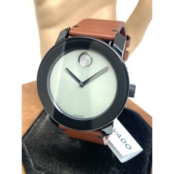 Movado Men's Watch 3600442 Bold Swiss Quartz Gray Dial 42mm Brown Leather Strap - Picture 1 of 14